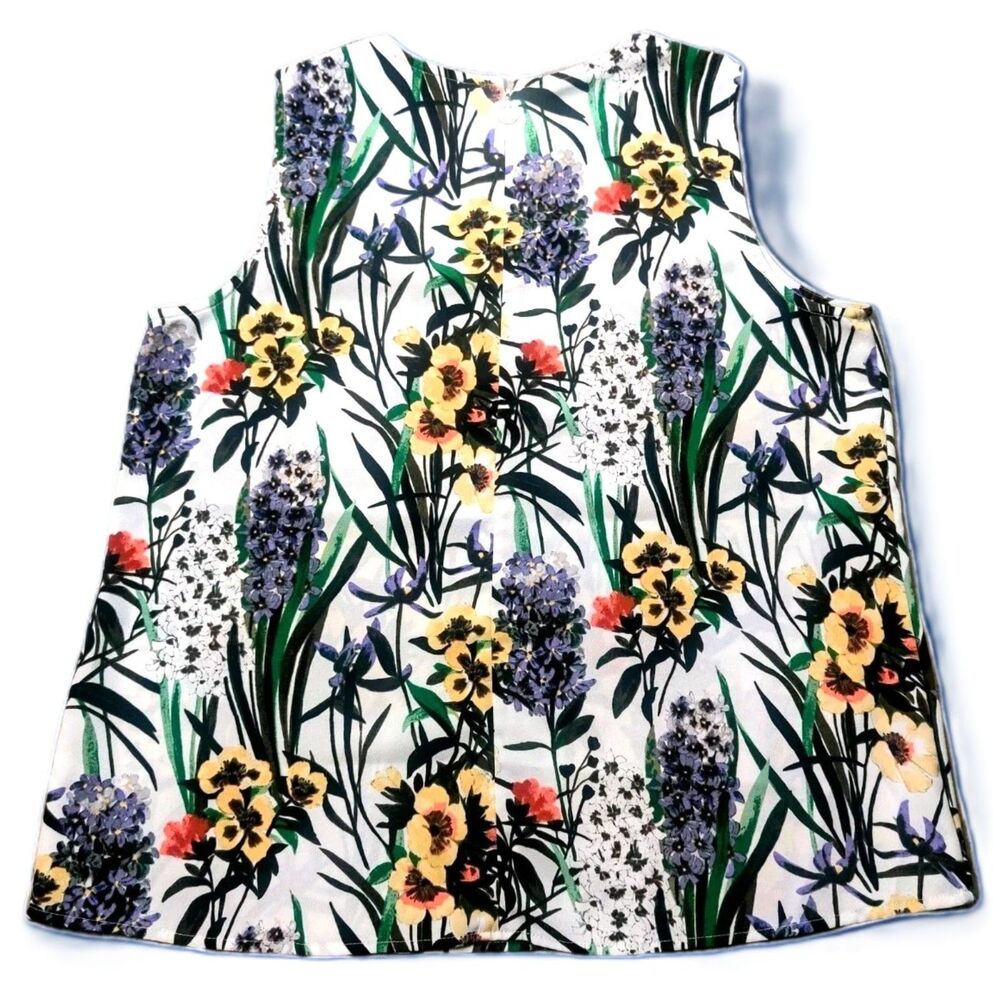 Tommy Hilfiger Sleeveless Floral Top Women’s Medium Multicolor Print Zip Back - Picture 2 of 7